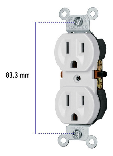 Contacto Dúplex, 2 Polos 3 Hilo, Blanco, Volteck 47733 Color Blanco