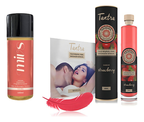 Óleos De Massagem Íntima Tantra Beijável C Pena Manual Mivs