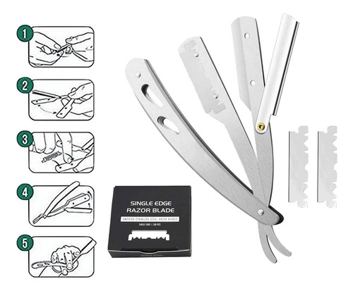 Xfw2 Kit De Maquinilla De Afeitar De Borde Recto De Barbero
