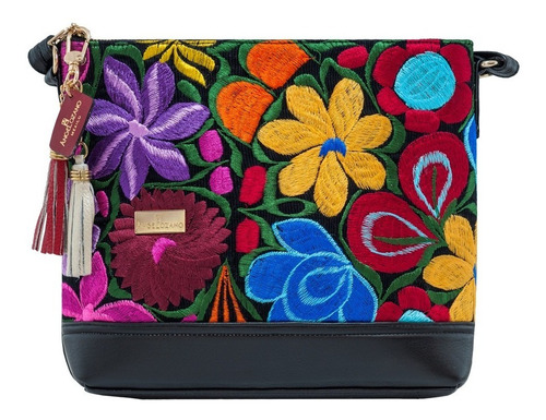 Imagen 1 de 4 de Bolsa Piel Jazmin Negro Bolso Artesanal Mariconera Env Grati