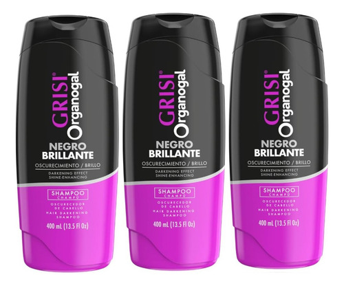 3 Shampoo Grisi Organogal Negro Brillante 400ml