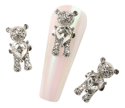 Nail Bear Jewelry Accesorios Para Uñas Oso Metal Diamond Nai