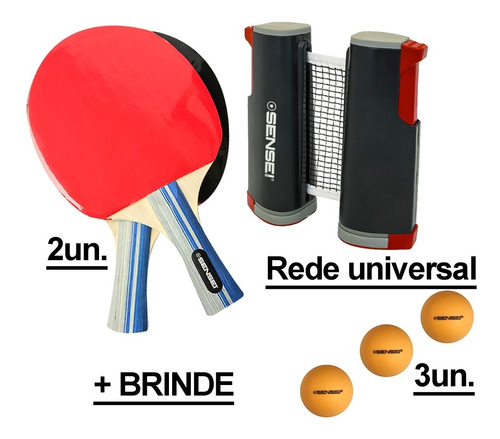 Imagem 1 de 7 de Kit 2 Raquete Tenis De Mesa Ping Pong Profissional  + Brinde