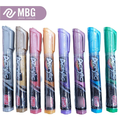 Imagen 4 de 7 de Marcadores Trabi Acrylic Pop 2-4mm Metallic X 8 Unidades