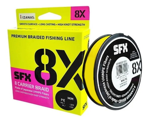 Linha Multifilamento Sfx 8x 270m 0.235mm 44lb Amarela Sufix Cor Amarelo