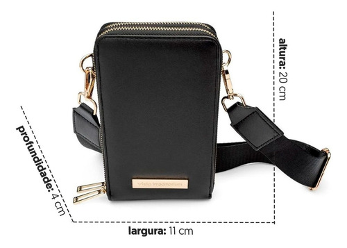 Bolsa Carteira Porta Celular Preta Imaginarium