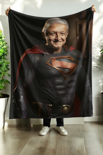 Cobija Frazada Matrimonial Amlo Superman Héroe Manta Suave