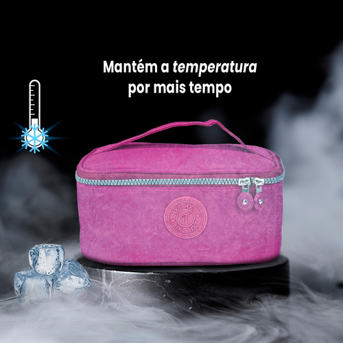 Bolsa Lancheira Caixa Térmica Pra Marmita Mantém Temperatura Cor Rosa Escuro