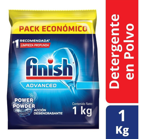 Imagen 1 de 5 de Detergente Lavavajillas Finish Polvo 1 Kg Pack Economico