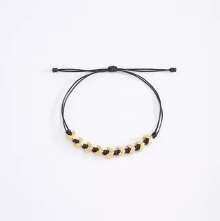 Pulsera Negra Con Flechas En Baño De Oro Marca Nice