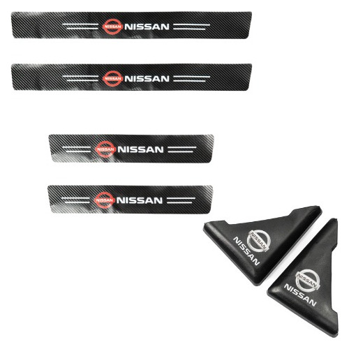 Zócalos Fibra Carbono + Protectores Esquineros Logo Nissan