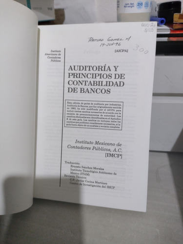 Auditoría Y Principios De Contabilidad De Bancos Rp107 (Usado)
