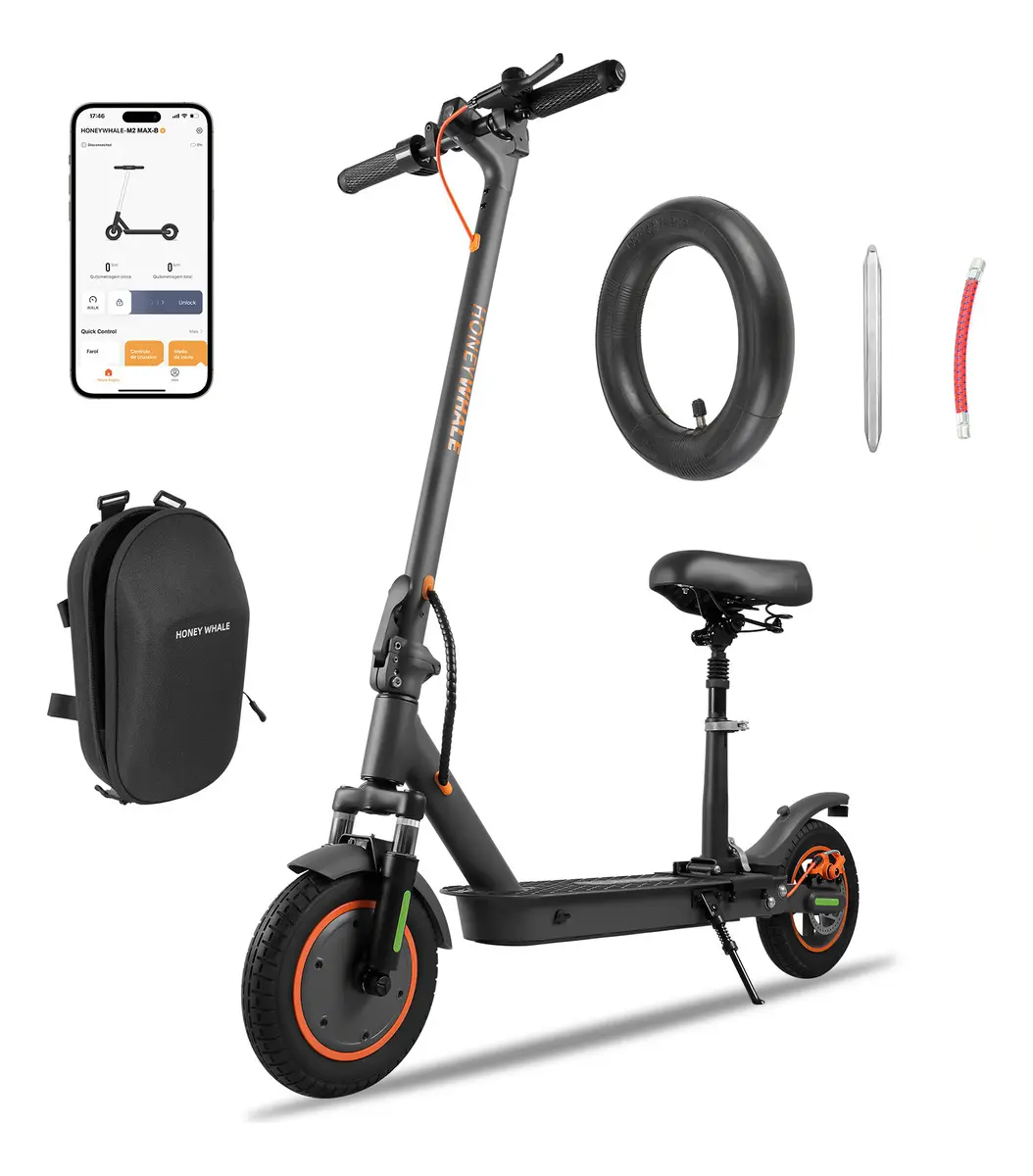 Honeywhale M2 Max-b Patinete Eletrico Adulto, 500w Scooter Eletrica Com Motor(MAX), 32 Km Autonomia, 32 Km/h Velocidade Máxima , Honey Whale Patinete Elétrico Dobrável Com APP Bluetooth