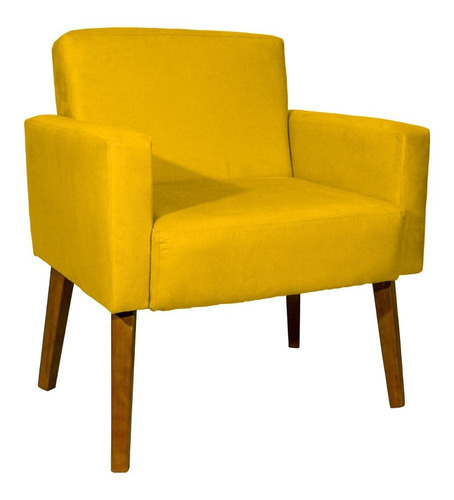 Cadeira Poltrona Sala Consultório Recepção Hope Suede Cores Cor Amarelo Desenho do tecido SUEDE LISO