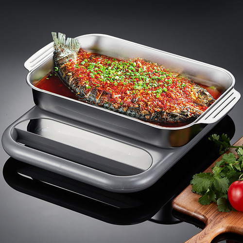 Bandeja Rectangular De Acero Inoxidable B Para Pescado, Parr