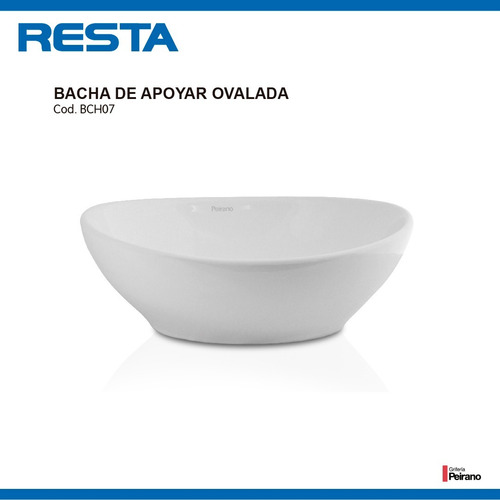 Bacha De Apoyo Baño Peirano Ovalada 400 X 330 X 150 Bch07