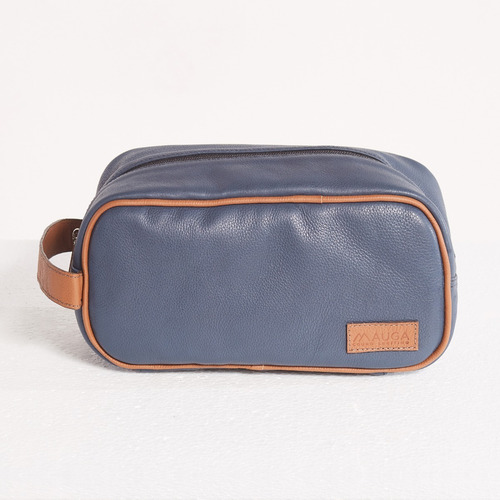 Imagem 2 de 6 de Kit De Viagem Necessaire + Porta-cartão De Couro Azul