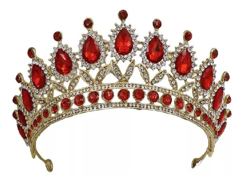 Tiara Corona Tocado Roja Novia Quinceañera Xv N74 Coronación