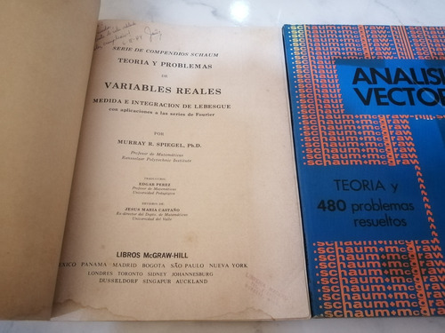 Libro. Variables Reales. Análisis Vectorial. Schaum