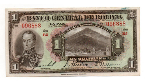 Bolivia Billete 1 Boliviano Año 1928 P#118