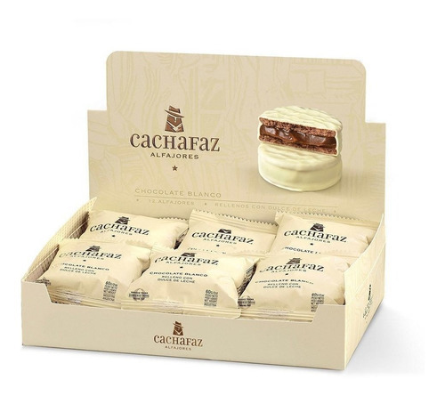 Alfajores Cachafaz chocolate blanco 12 unidades