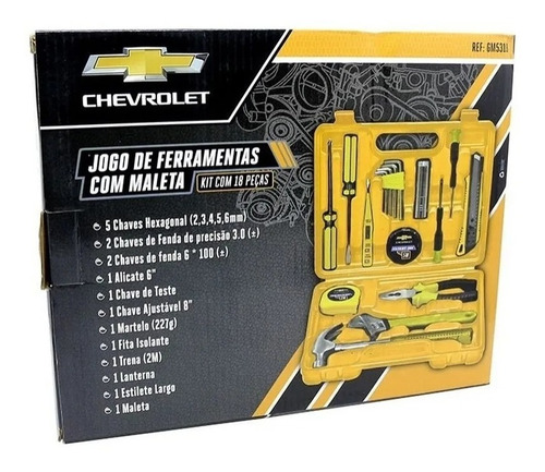 Imagem 3 de 4 de Maleta Ferramentas Profissional Completa Chevrolet Gm 18pçs