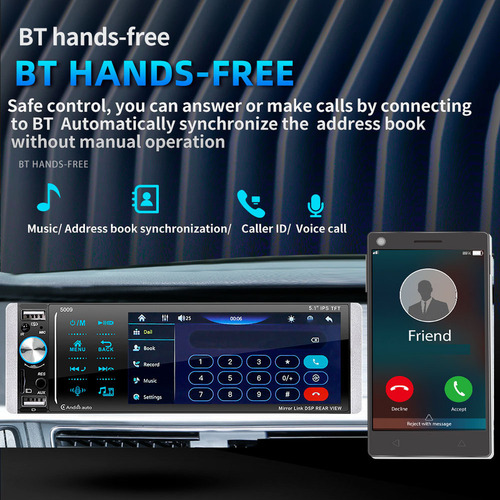 1 Conjunto 5009 Car Mp5 Player Reprodutor Multimídia De Rádi