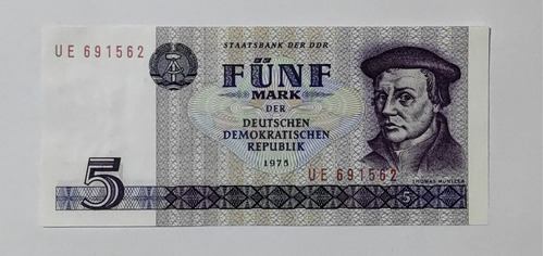 Billete 5 Mark 1975 Alemania Oriental Unc