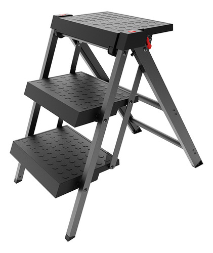 Escalera Plegable Negra De Tres Peldaños Para Puerta