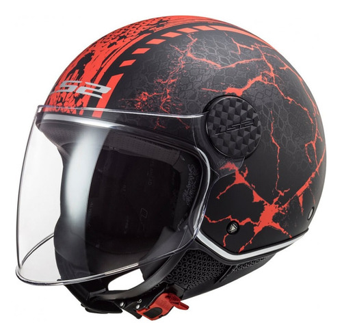 Casco Abierto Ls2 Of558 Sphere Lux Snake Negro Rojo Matte