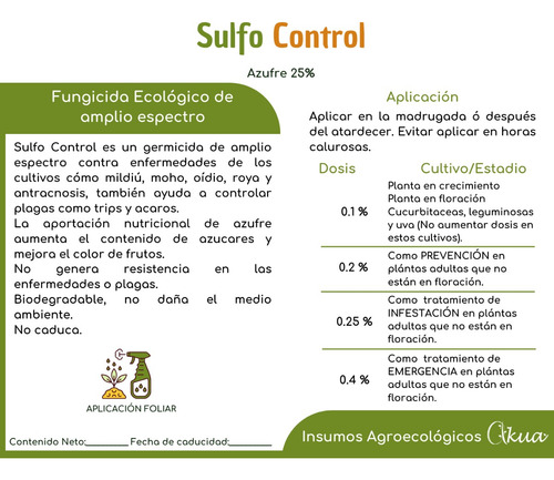 Sulfocontrol Fungicida Ecológico Amplio Espectro Garrafa 5l