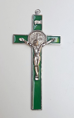 Cruz San Benito De Metal  19 Cm Católico  Religión