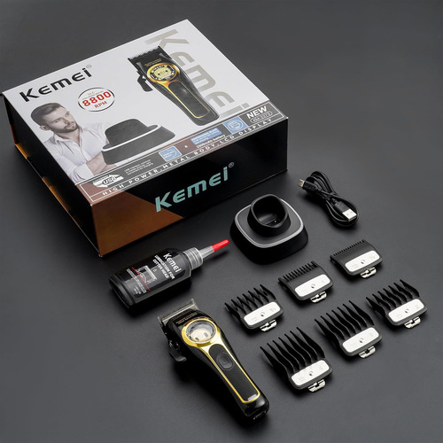 Kemei 2373 Máquina Para Cortar Cabello Con Motor Vectorial Color Negro/dorado