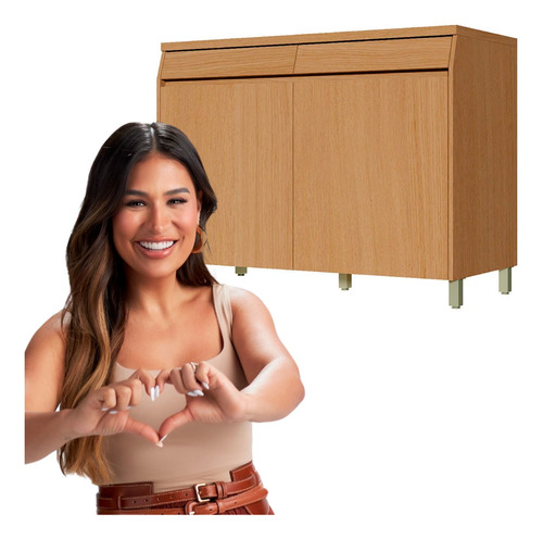 Balcão Modular Simone Mendes 120cm 2 Portas 2 Gavetas Nesher