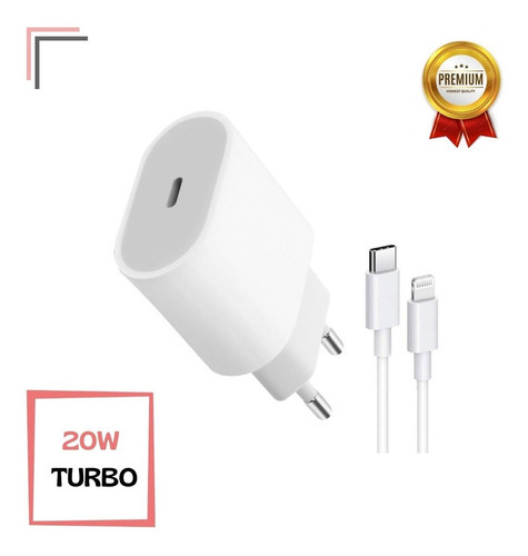 Cabo E Tomada Carregador Plug Usb C 20w Turbo Para iPhone Cor Carregador Cabo Branco