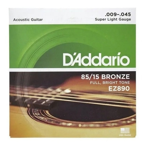 Encordado Daddario Acustica  Ez890 85/15 Bronze 09/45