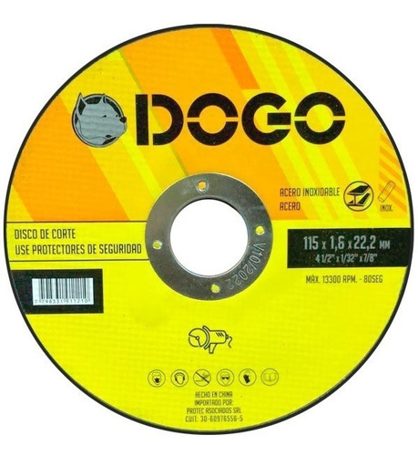 Pack X10 Discos De Corte Recto Dogo Acero 115 X 1.6 X 22,2