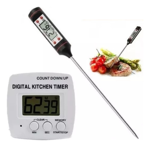 Termometro Digital Cocina Reposteria + Reloj Temporizador Dt