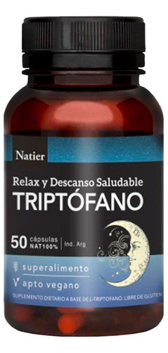 Triptofáno Serotonina Relax X 50 Cápsulas - Natier Sabor Natural