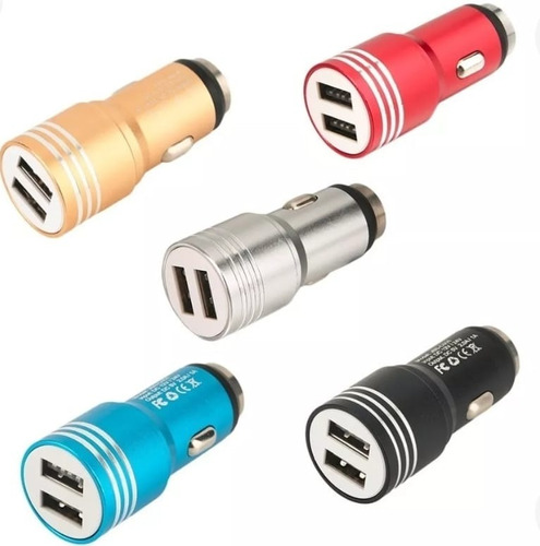 Cargador Coche Plug In 2 Puertos Usb, Paquete 5 Piezas