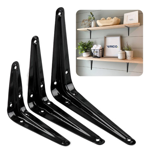 Mensula Soporte Escuadra Para Repisa 25x30cm Negro 2 Piezas