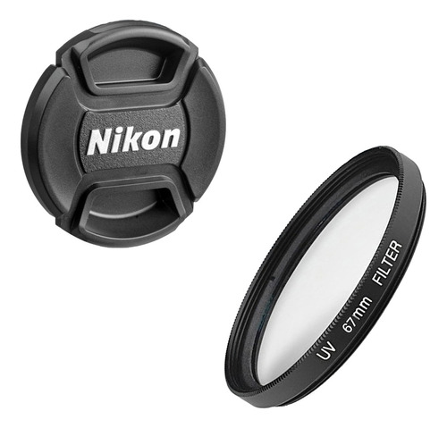 Combo Tapa Frontal y Filtro Uv Para Lente Camara Nikon 67mm