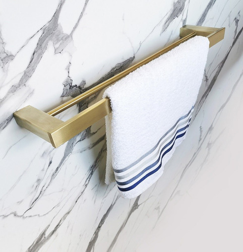 Toalheiro Duplo Inox Dourado