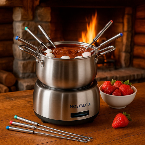 Fondue Inox Com Led Azul E Alças Térmicas