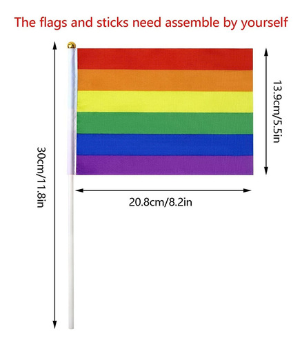 10 Unids Banderines Pride Orgullo Gay Lgbt Bandera Arcoiris