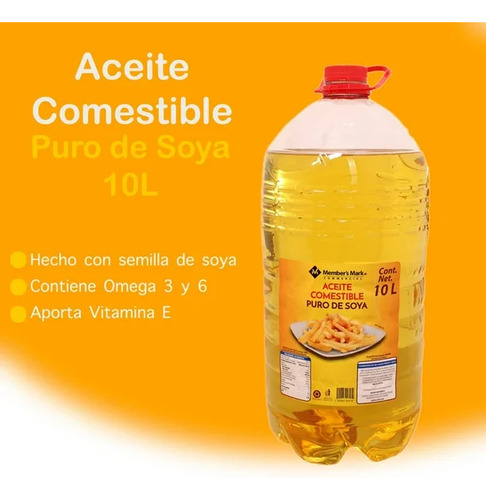 Aceite Comestible Puro De Soya Member's Mark 10 L