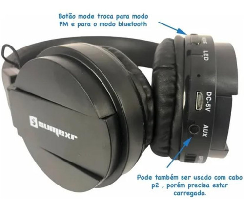 Imagem 3 de 5 de Fone De Ouvido Headset Bluetooth Entrada Cartão De Memória