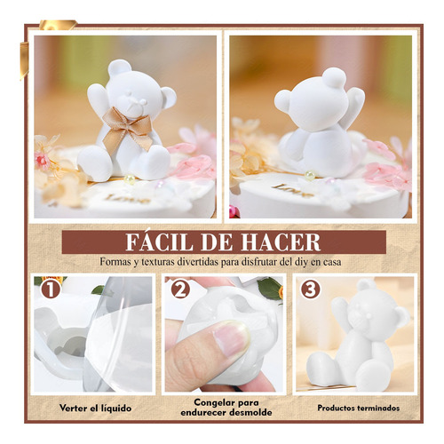 Molde Silicon Osito Para Chocolate Velas Jabones 2 Pzs
