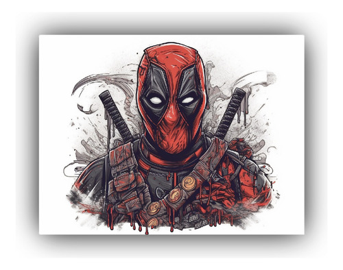 Canvas Patrones Intensos Dead Pool Ryan Reynolds 30x20cm