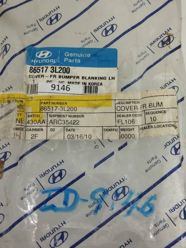 Cubierta Parachoques Delantero Izquierdo Azera 06-08